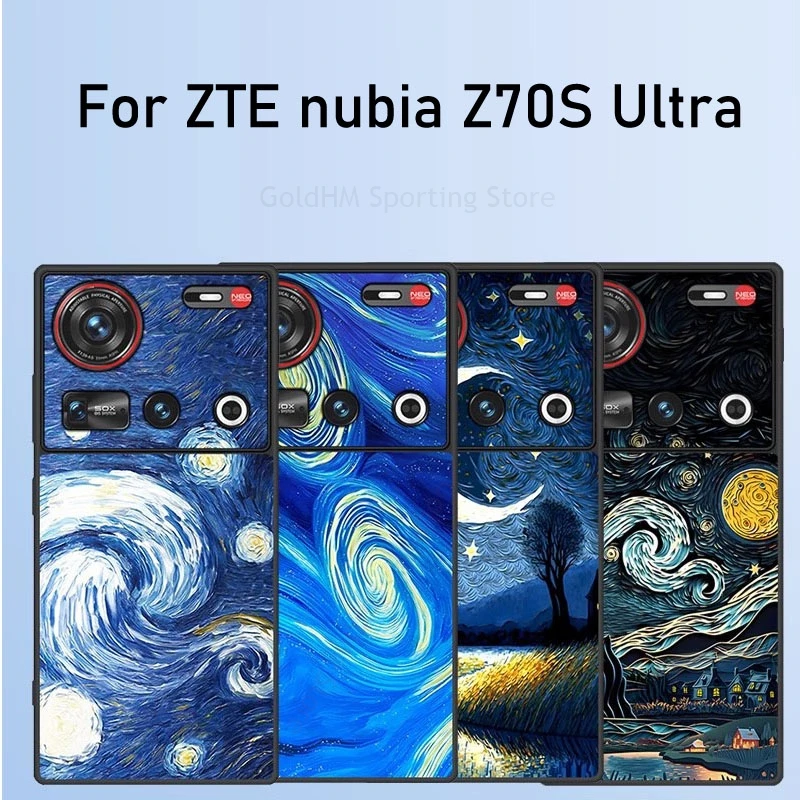 

Cases For ZTE nubia Z70S Ultra Starry Night Moon Leather Phone Case Nubia Z60 Z70 Ultra Soft Silicone Cover Nubia Z60S Z50S Pro