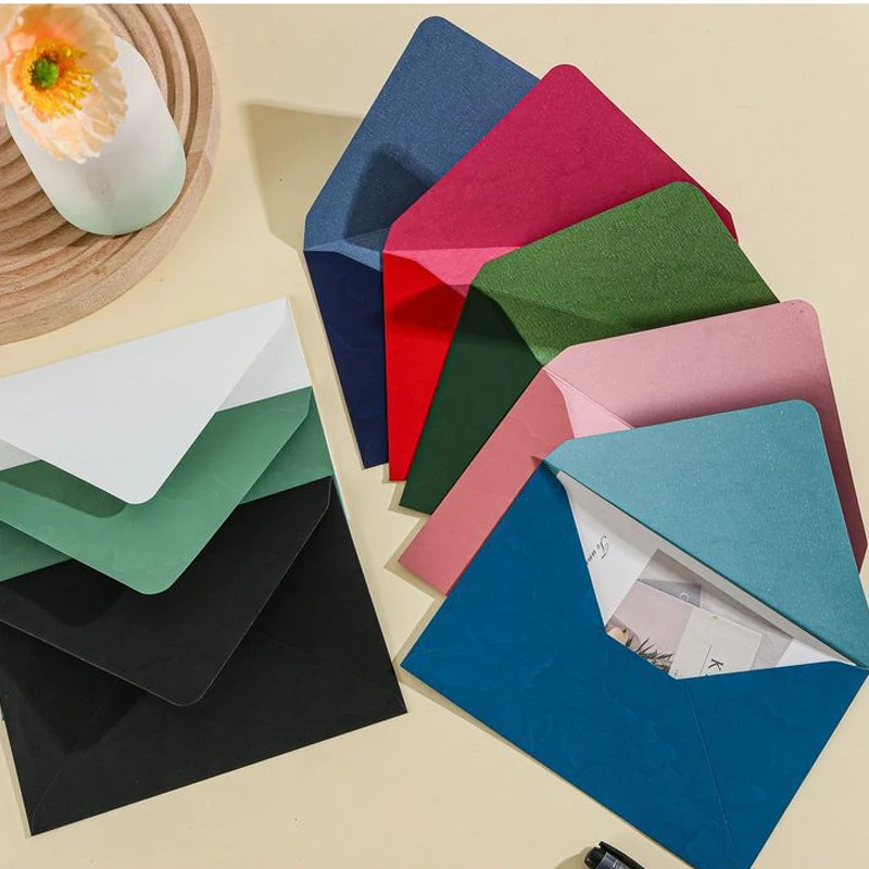 50pcs Green Envelope for Wedding 11x15.5cm Postcards Giftbox Message 150g Paper Texture Invitations Business Letters Storage Bag