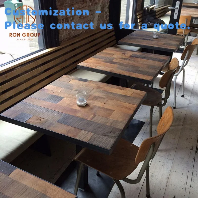 

custom.Coffee Shop square Fast Food Commercial Restaurant Table Top Simple Cafe Wood Modern Restaurant Furniture Table and Chair