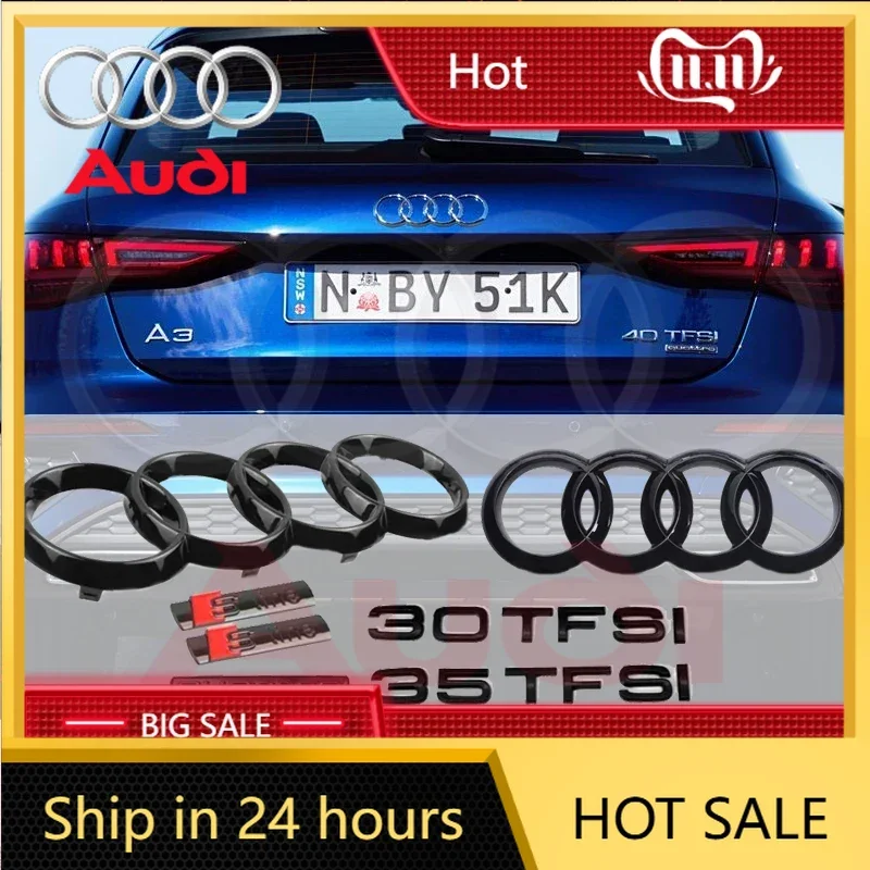 

2025 Hot for Audi A3 2010-2020 2020-2024 Car Hood Front Grill Rear Trunk Emblem Badge Sticker Quattro Sline 35TFSI Replaced Acc