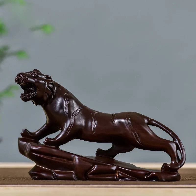 

Ebony Solid Wood Tiger Animal Wood Carving Ornaments Zodiac Creative Opening Gift Home Wood Carving Wooden Handicraft