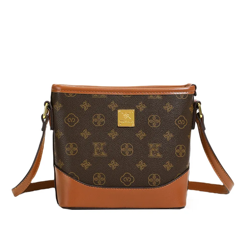 حقيبة دلو مطبوعة عتيقة محفظة مربعة لوكس للنساء خفيفة الوزن حقيبة كتف عصرية حقيبة كروس بسيطة حقيبة نهارية ليلية #5