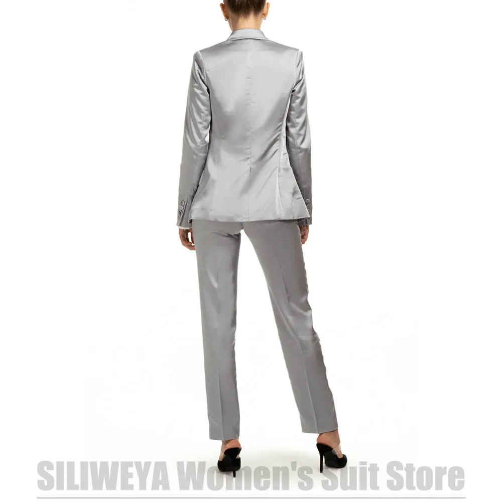 Ensemble de costume trois pièces en Satin Chic pour femmes, Blazer, gilet et pantalon, tenue formelle d'invité de mariage au bureau, costumes élégants à simple boutonnage