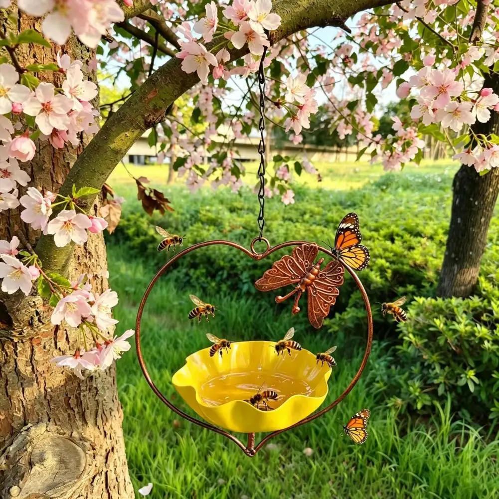 Vintage Metal Hummingbird Bird Feeder Weather-proof Hanging Butterfly Bird Bath for Outdoor Garden Patio Yard