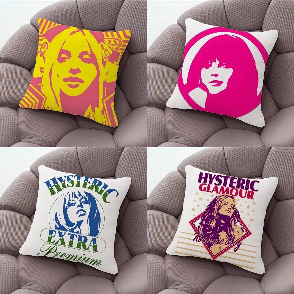 

H-Hysteric-S Glamour Girl Pillow Case Silky Short Plush With Invisible Zipper Dustproof Sofa Cushion Cover For Home Decor