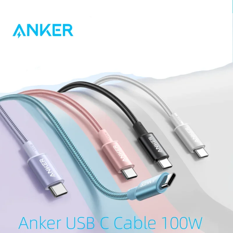 كابل شحن Anker 333 USB C إلى USB C، حزمة مزدوجة، كابل USB من النوع C بقدرة 100 وات، طاقة شحن سريعة مناسبة لجهاز MacBook Pro