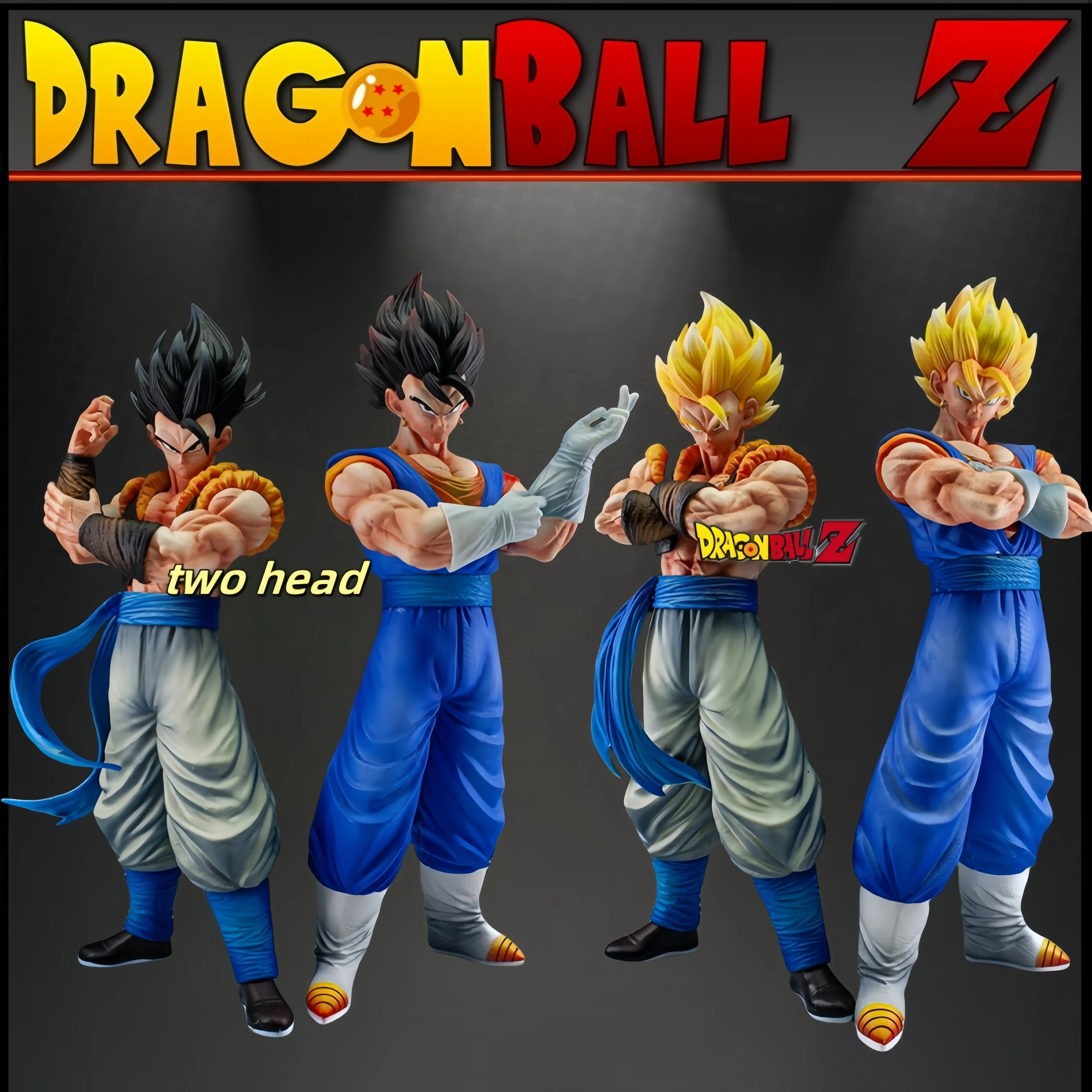 Anime Dragon Balls Embracing the Breast, Beijite Wujita Double head Replaceable anime Decoration GK Hand made Statue Toy Gifts