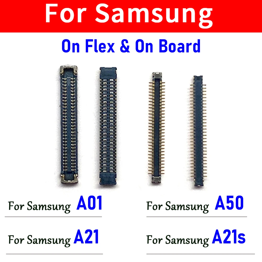 NEW On Flex Cable FPC Connector Jack Contact On Motherboard Board For Samsung A01 A21 A50 A21S (60 Pin 58 Pin 78 Pin 64 Pin)