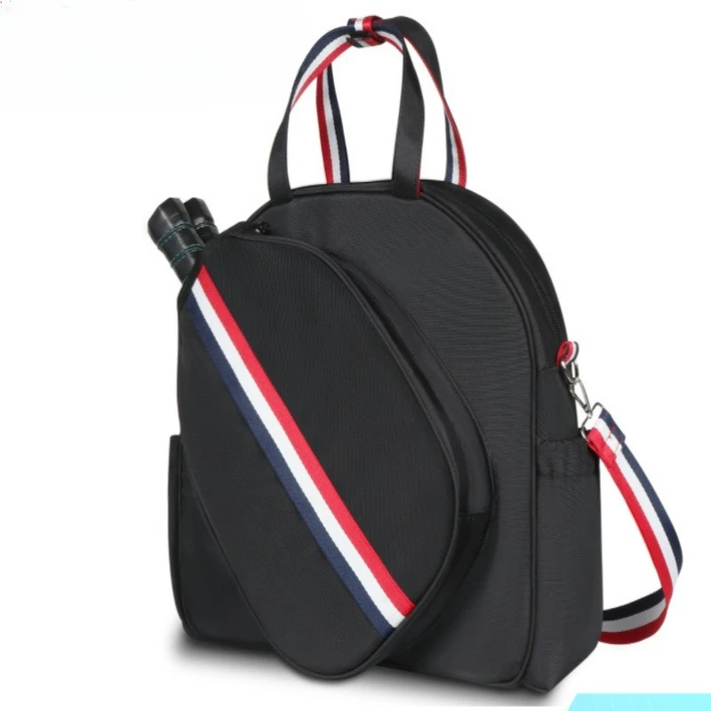 Multifunctional Racket Carrier, Outdoor Crossbody Neoprene Bag, Holds 2 Rackets with Side Pouches, Separate Shoe Storage