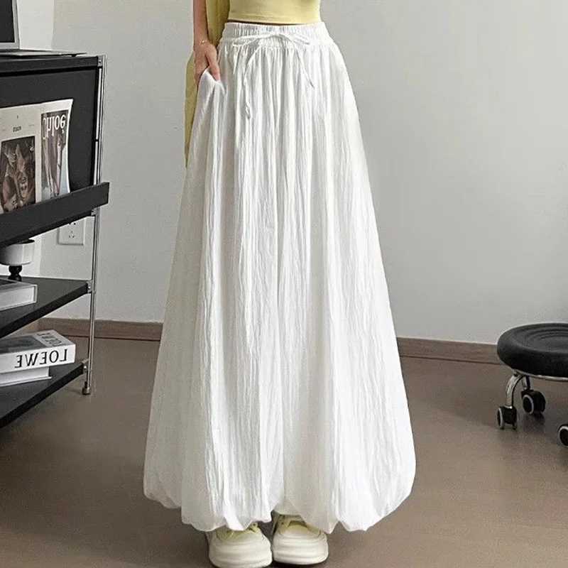 2025 여성 한국 패션 와이드 레그 팬츠 여성 시크 디자이너 하이 웨이스트 트라우저 레이디 배기 얇은 캐주얼 데일리 팬츠