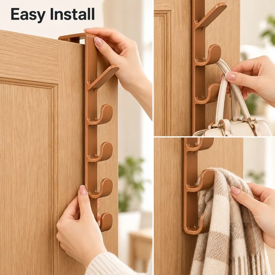 Behind Door Storage Hook Space Saving Coat Bag Hanger Dorm Office School Locker Wardrobe Organizer