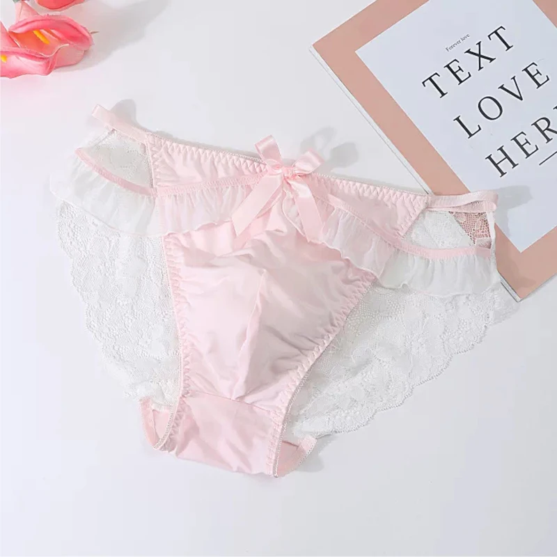 Gay Men's Sexy Pouch Underwear Sweet Breathable Sissy Briefs Erotic Male Lingerie Tanga Panties