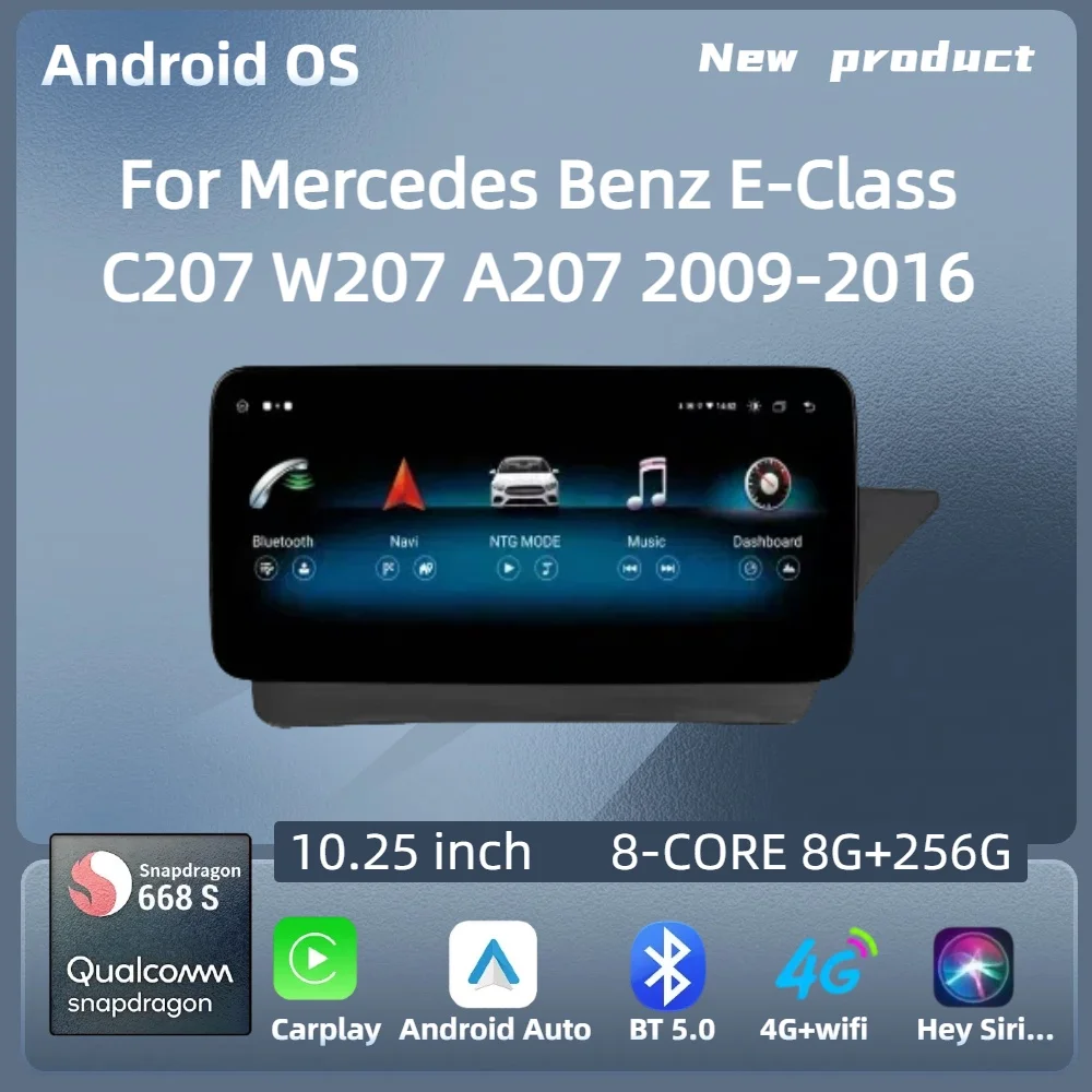 

For Mercedes Benz E-Class C207 W207 A207 2009-2016 10.25"Right Hand Drive Car Radio Android 14 BT Carplay Snapdragon 680 Screen