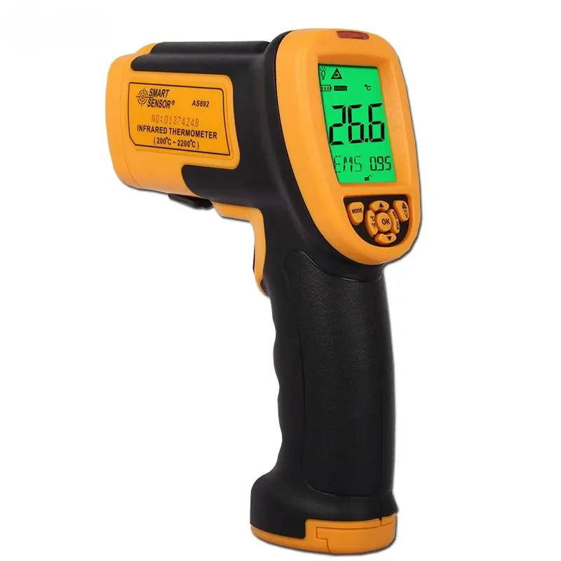 Infrared Thermometer Industrial High Temperature Laser Gun Non Contact Digital Pyrometer for Metal Oil Cooking Engine Testing