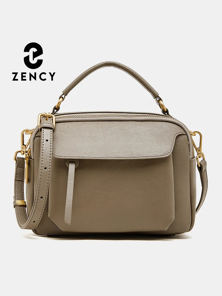 

Zency Women's Genuine Leather Retro Shoulder Bag Top-Handle Bag Noble Crossbody with Two Compartments for Office Work Shopping