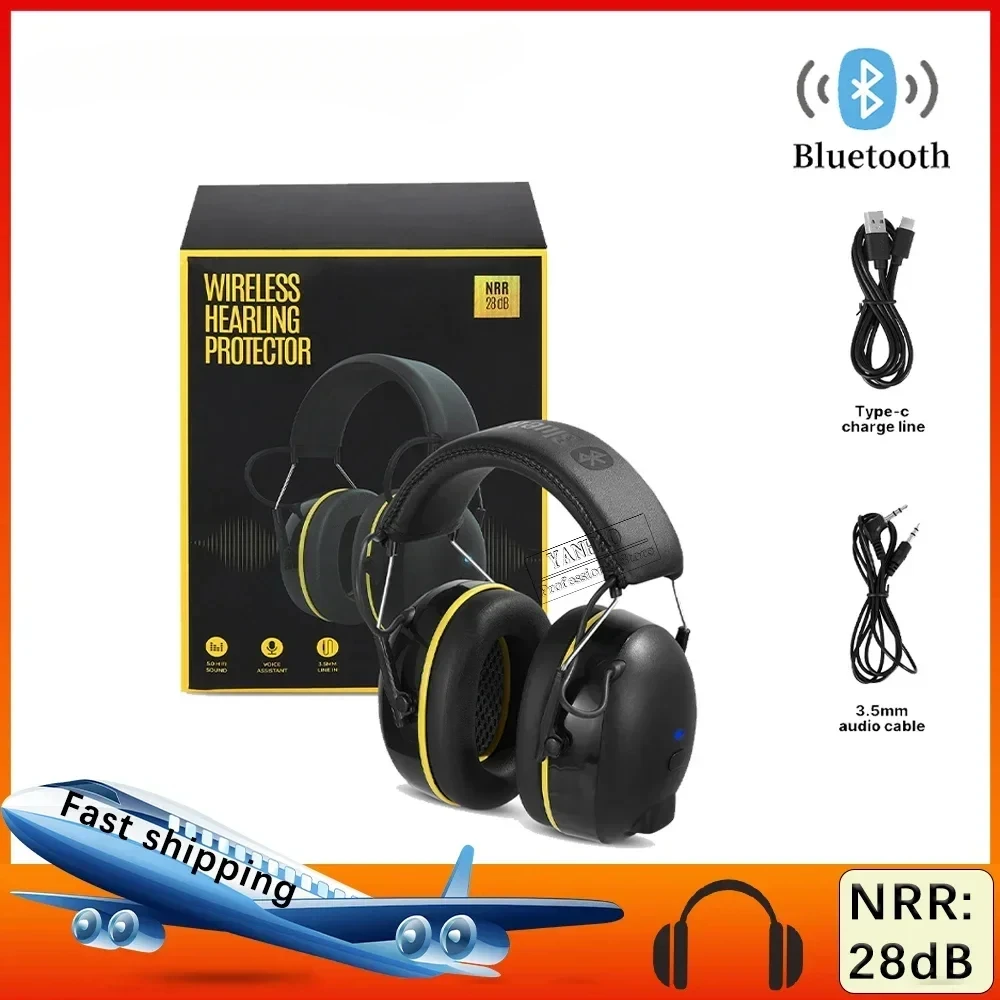 Electronic Headphone 5.0 Bluetooth Earmuffs Hearing Protection Headphones for Music Safety Noise Reduction Charging