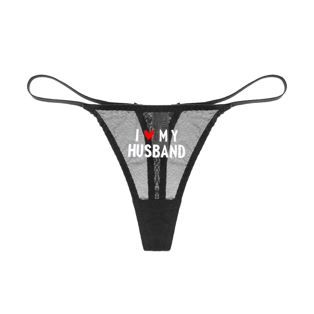 Varsbaby رؤية من خلال ثونغ جي سترينغ سراويل داخلية للنساء ، سراويل داخلية مثيرة ، ملابس داخلية تي الظهر ، ملابس داخلية بطبعات حروف تشيكي