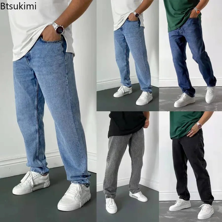 

New 2026 Men's Jeans Korean Style Loose Casual Trousers High Street Vintage Straight Baggy Jeans Classic Fashion Man Denim Pants