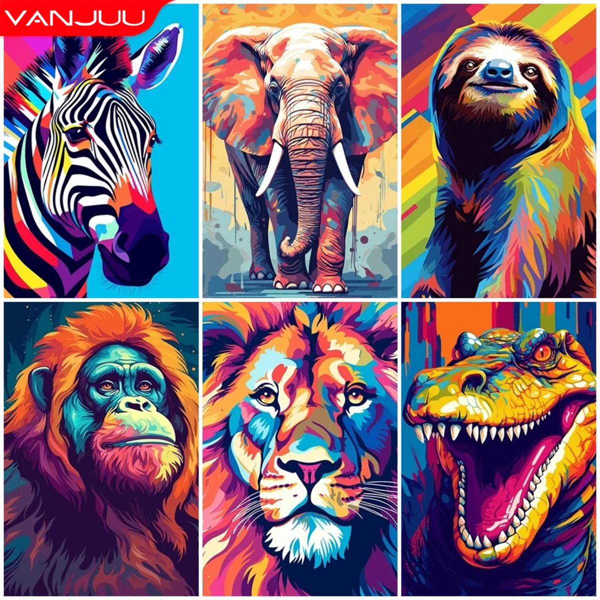 Lion 5D Diamond Painting Kit Crocodile Diamond Embroidery Painting Animal Portrait Full Diamond Mosaic DIY Home Decoration Gift