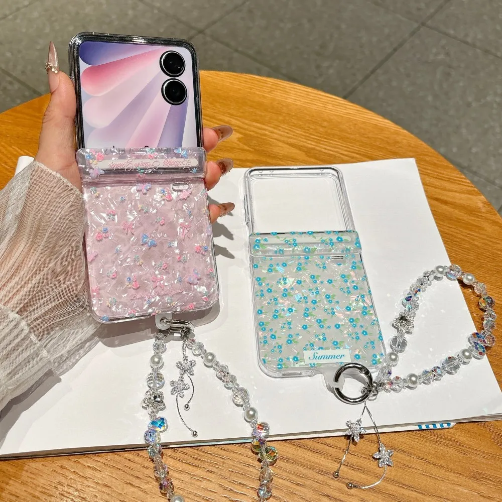 

Floral Pattern For Honor Magic V Flip 2 Phone Case Magnetic Hinge Bracelet Protective PC Hard Shell Back Cover