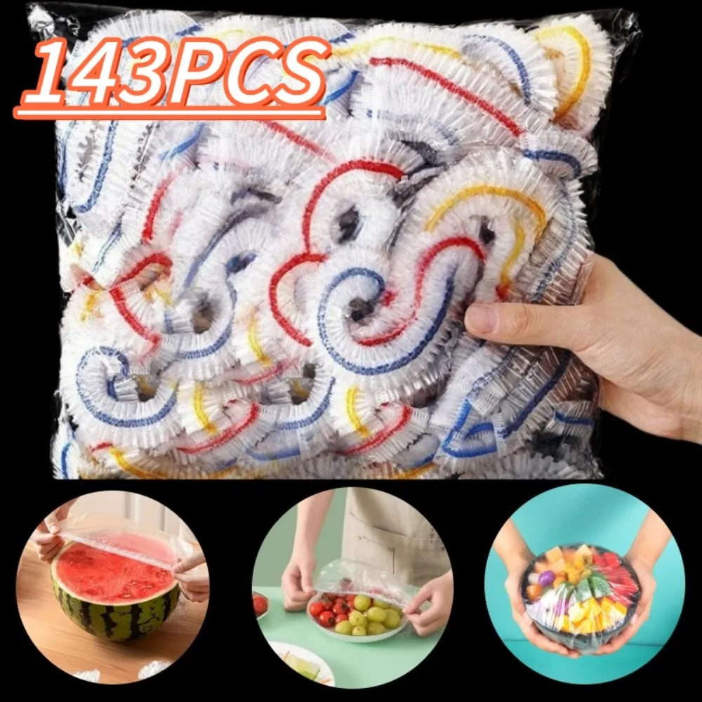 143Pcs Thickened Large Reusable Elastic Colorful Food Covers Stretchable Transparent Bowl Lids For Bowls Dumplings Pastries