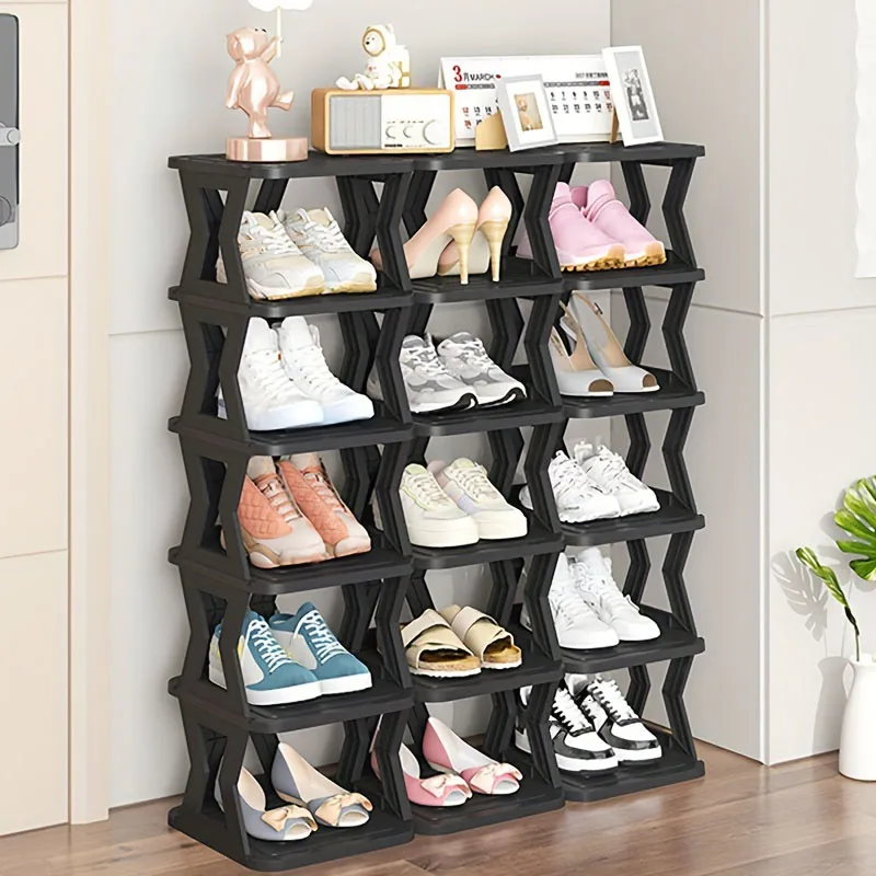 1 Pack, Simple Shoe Rack, Black Single Row 3/4/5/6/7/8/9 Layers, Simple, Narrow, Does Not Take up Space, Suitable for Other Scenes in the Door,