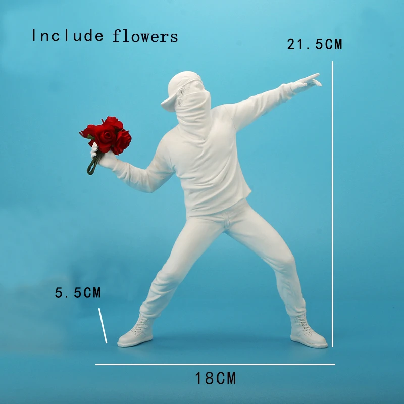 Hars Standbeelden Sculpturen Banksy Bloemwerper Standbeeld Bommenwerper Woondecoratie Accessoires Moderne Ornamenten Beeldje Collectible