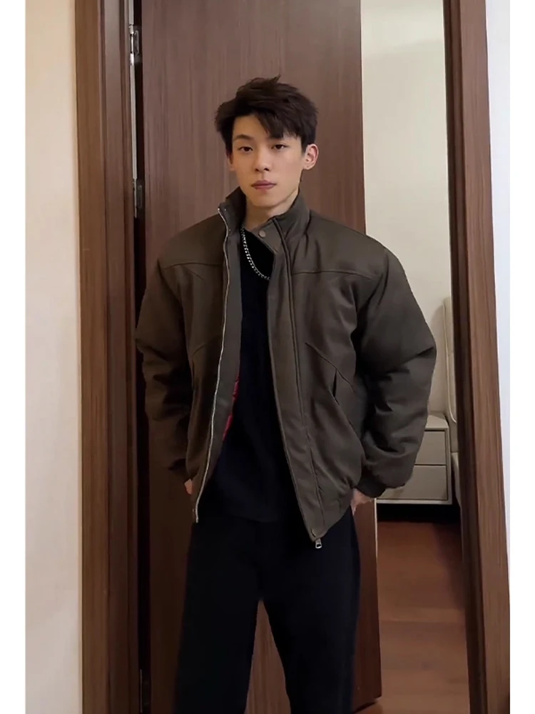 

Red Year Limited Edition Deconstructed oulder Cotton Jaet Men Winter American Wide oulder Splicing Silhouette Sta...