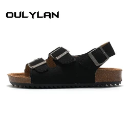 2024 Spring Summer Children's Boys and Girls Cork Sandals One line Shoes Herringbone Tidal Beach Korean Edition Double Rings