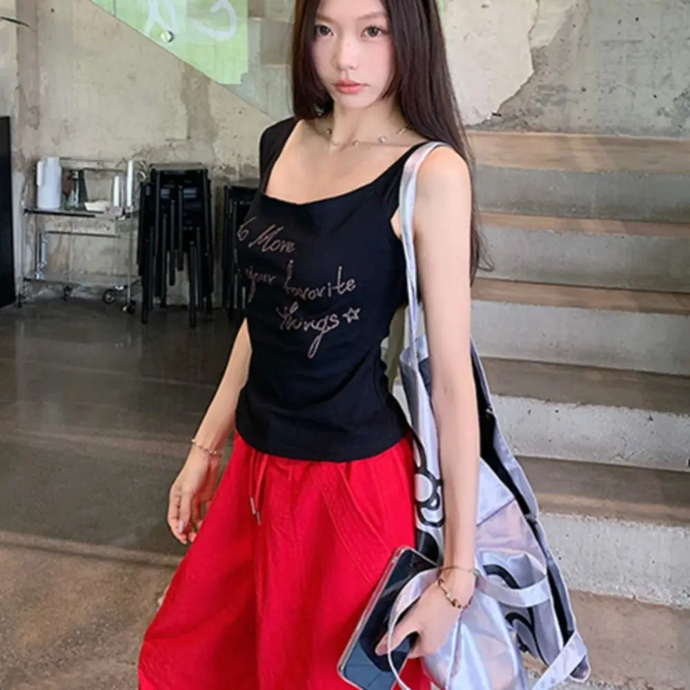 Top corto Retro Ins con hombros descubiertos, camiseta ajustada con diamantes de imitación, ropa femenina, camisa de fondo para mujer, verano