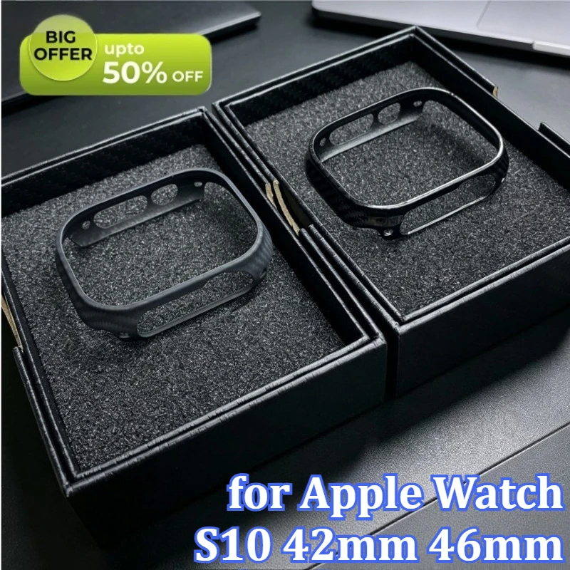 

Carbon Fiber Phone Case for Apple Watch S10 42mm 46mm Super Light Smart Watch Easy Installation Protective Frame