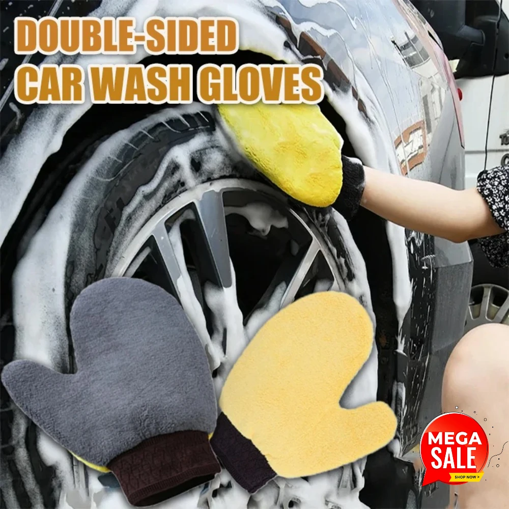 

2PCS Double-sided Cleaning Gloves For Cars Plush Bear Paw Non-paint Velvet Cloth Wipes Non-slip And Waterproof Car Accessories