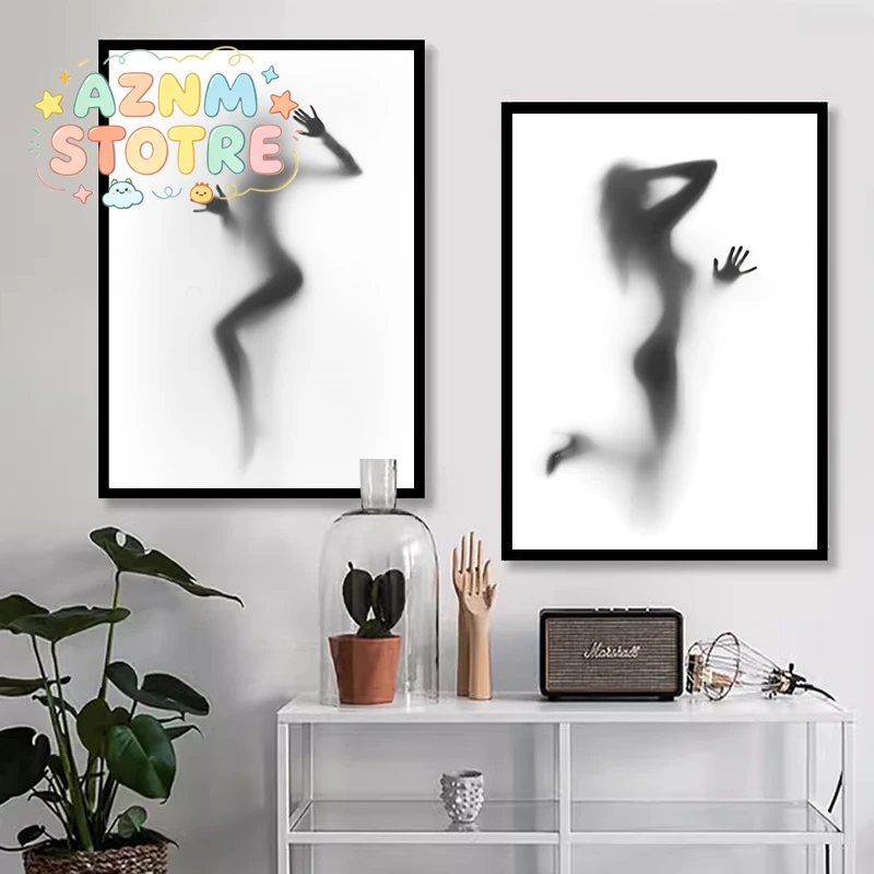 Abstract Mirror Fashion Posters Minimalist Projection Art Figure Canvas Painting Couple Hazy Nordic Bedroom Corridor Home Dec