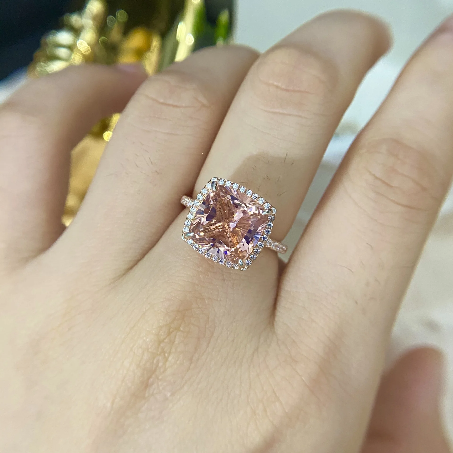 OEVAS Luxury 100% 925 Sterling Silver 10*10mm High Carbon Diamond Wedding Rings For Women Engagement Fine Jewelry Gifts