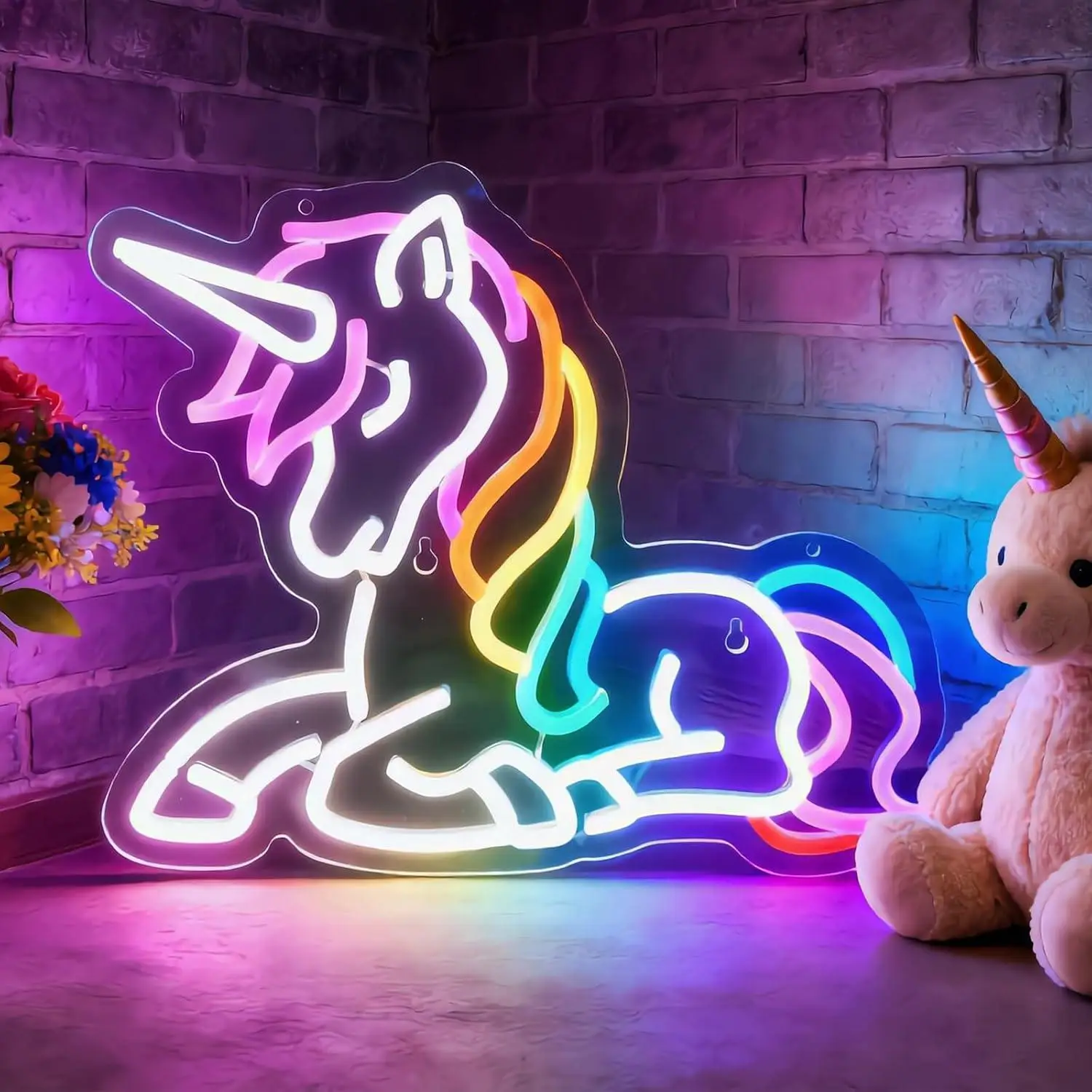 Unicorn Neon Sign Dimmable LED Lights For Girls Bedroom Lovely Interior Ornament Exquisite Birthday Gift For Kids Night Light