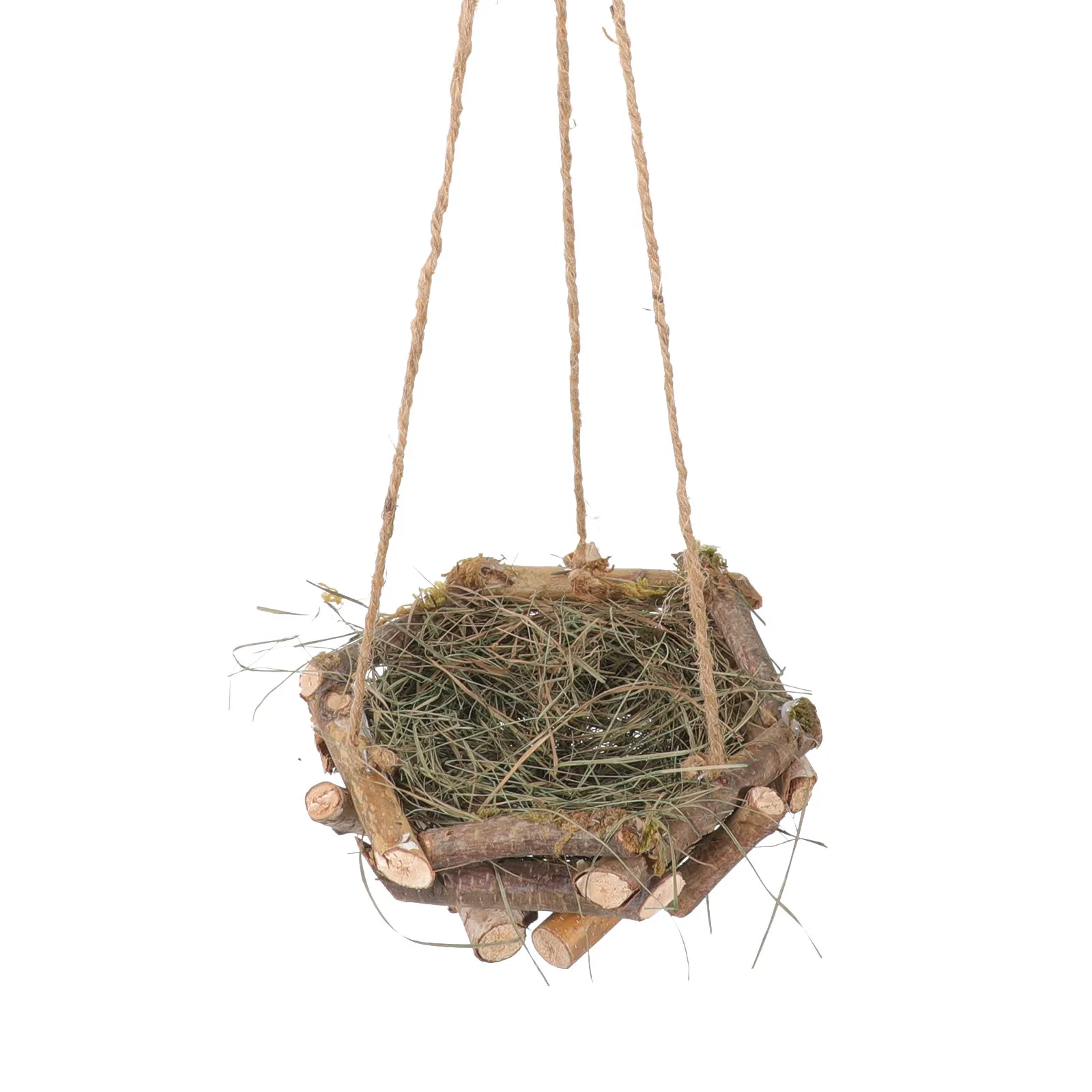 Straw Woven Bird Nest Hanging Ornament Small Compact Nest Decor for Parakeet Parrot Lovebird Garden Indoor Outdoor Nesting Decor