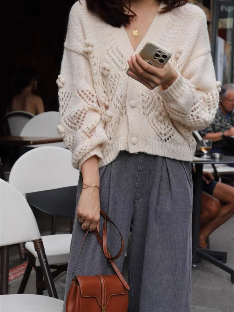 سوزان كسول تنوعا الخريف الشتاء سترة مشغولة من الصوف V Ne المرأة سترة مدمن مخدرات زهرة تصميم طويل Sve طول منتظم