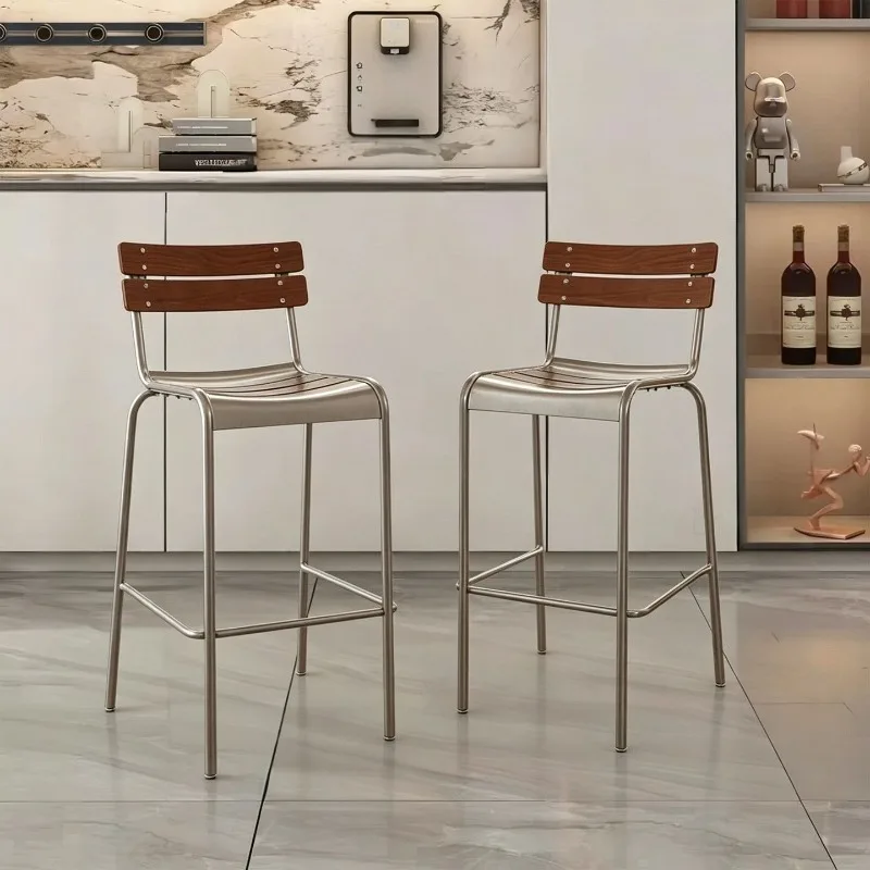 Simple Modern Café Chairs Shopcommercial Café Chairs Wrought Iron Solid Wood High Stool Nordic Durable Portable Furniture