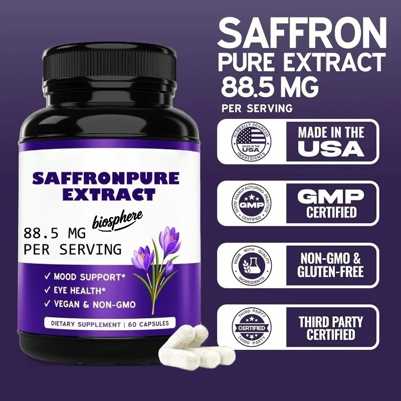 

Saffron supplement (1 month supply) 88.5mg pure saffron extract per serving - vegetarian capsules