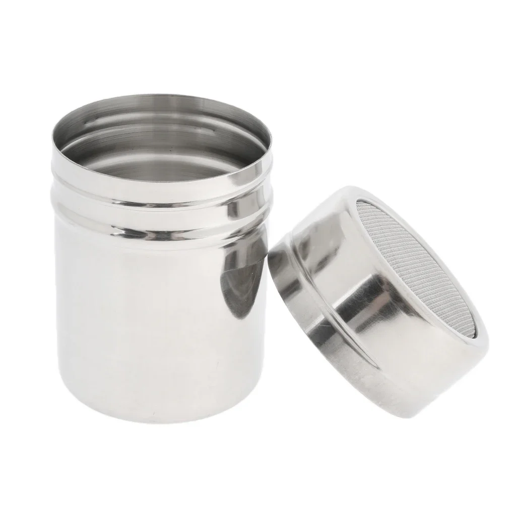 Stainless Steel Chocolate Shaker Powder Duster Tank - Ideal for Cocoa, Coffee, Cinnamon - 1x