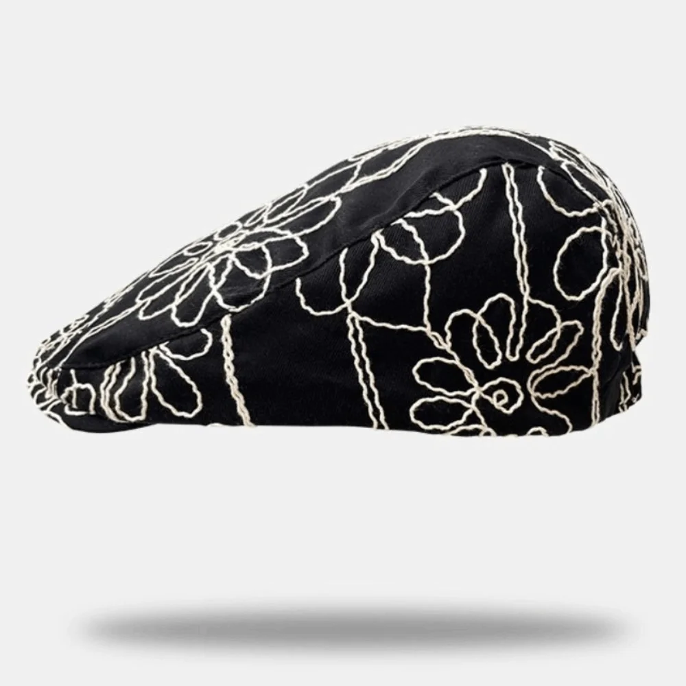Gorra Retro de Moda con Bordado Floral, Estilo Coreano, Boina Dulce y Picante, Casual y Versátil, Sombrero Británico para Mujer