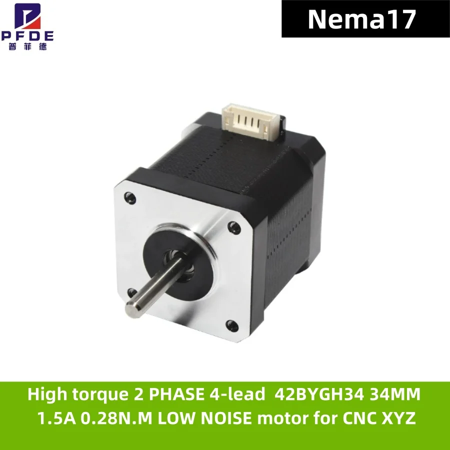 34MM High torque 42 Stepper Motor 2 PHASE 4-lead Nema17 motor 42BYGH34 34MM 1.5A 0.28N.M LOW NOISE motor for CNC XYZ