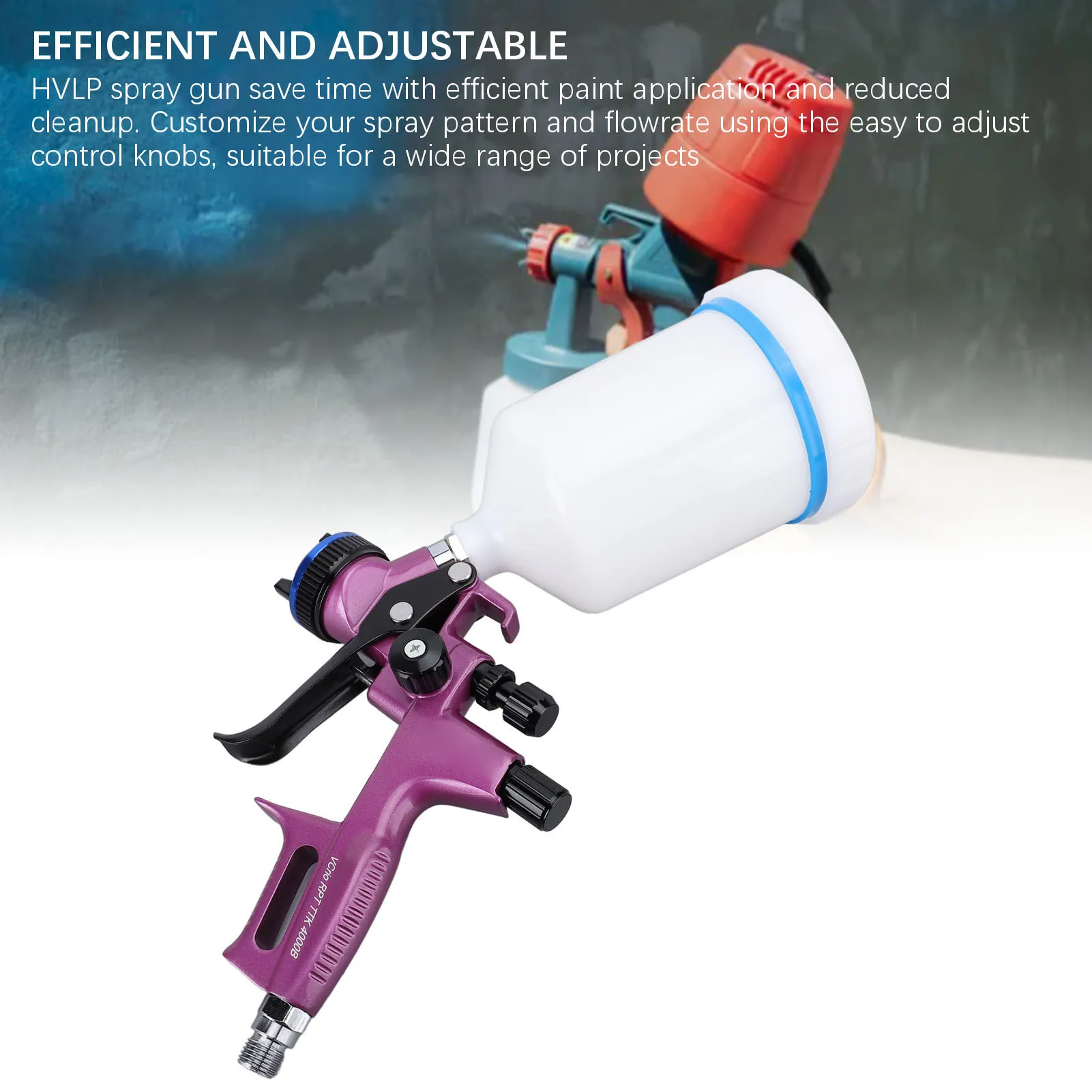 HVLP Spray Gun Kit with 1.3mm Tip 600ml Cup Professional Paint Sprayer 4000B for Furniture Wall Art Projects Painting