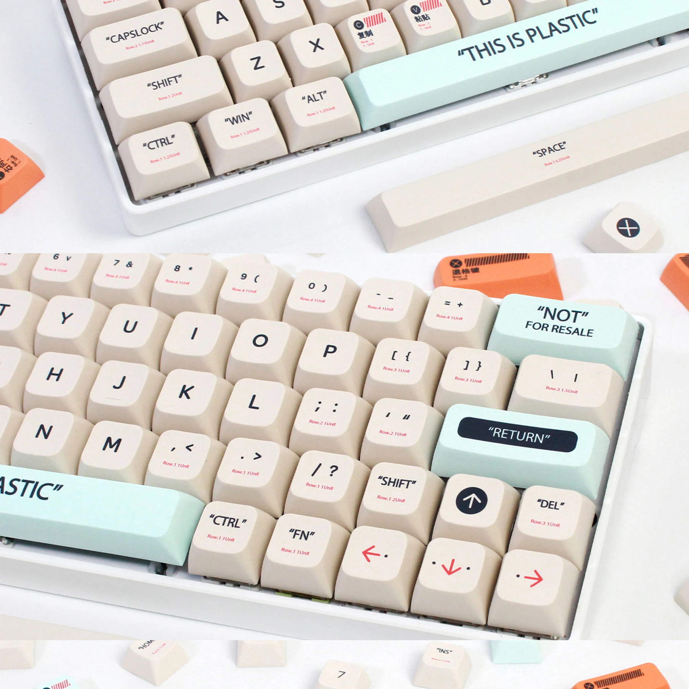 Conjunto de teclas PBT com teclas personalizadas de contorno XDA 60 65 75 100% adequadas para teclas retrô 61/64/68/84/87/100/104/108