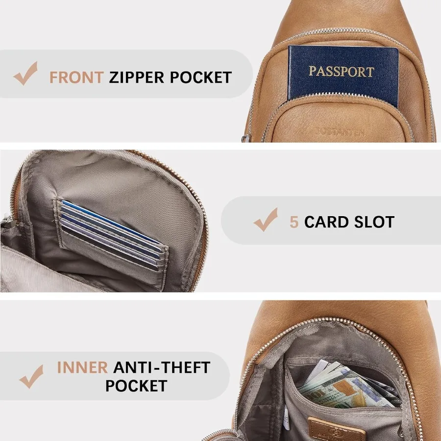 Сумка-слинг для женщин, кошелек через плечо, сумка через плечо, кожаная нагрудная сумка с регулируемым гитарным ремнем для путешествий