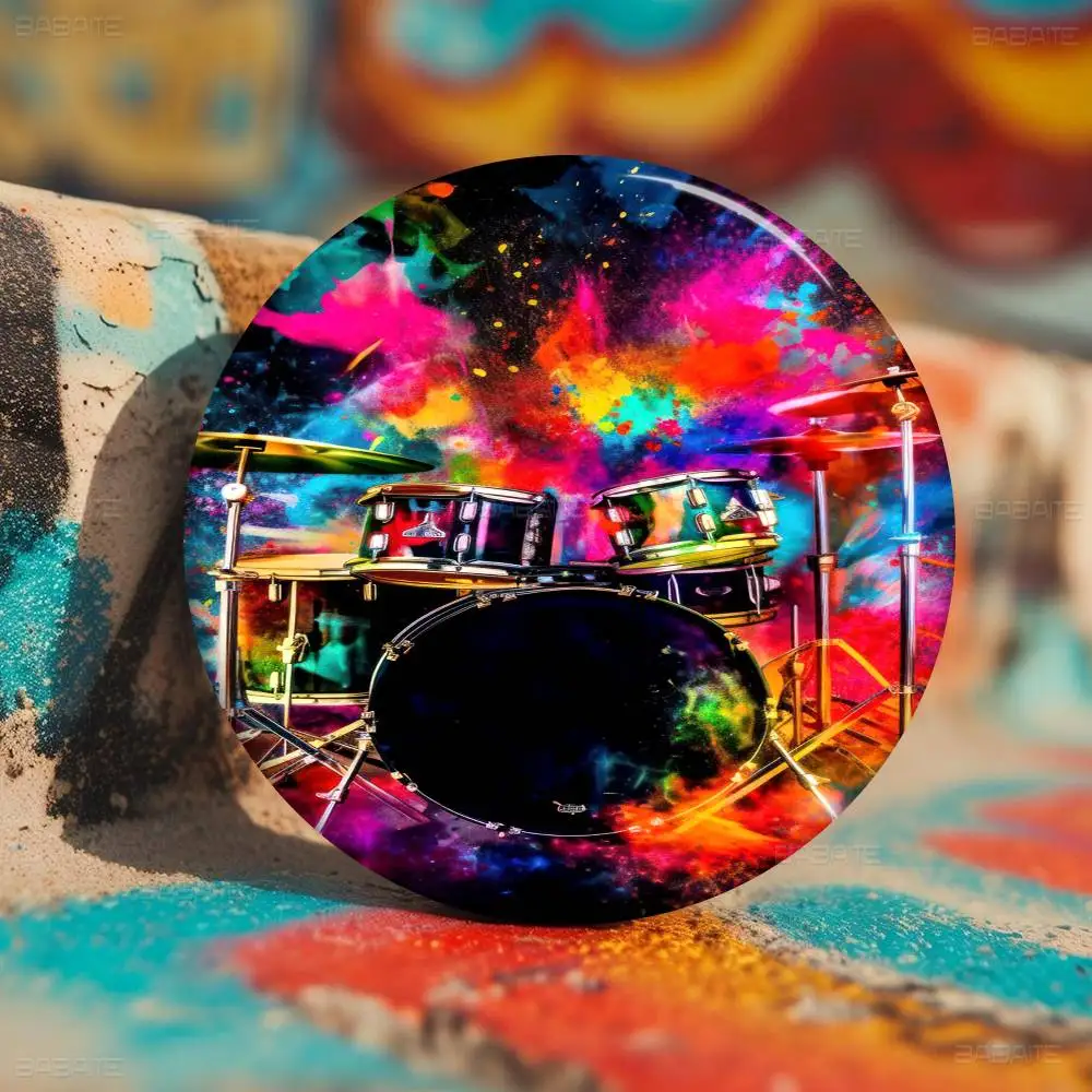

Abstract Colorful Art Musical Instruments Drum Kit Guitar Creative Tinplate Soft Button Pins Animal Icon Brooch Lapel Badge