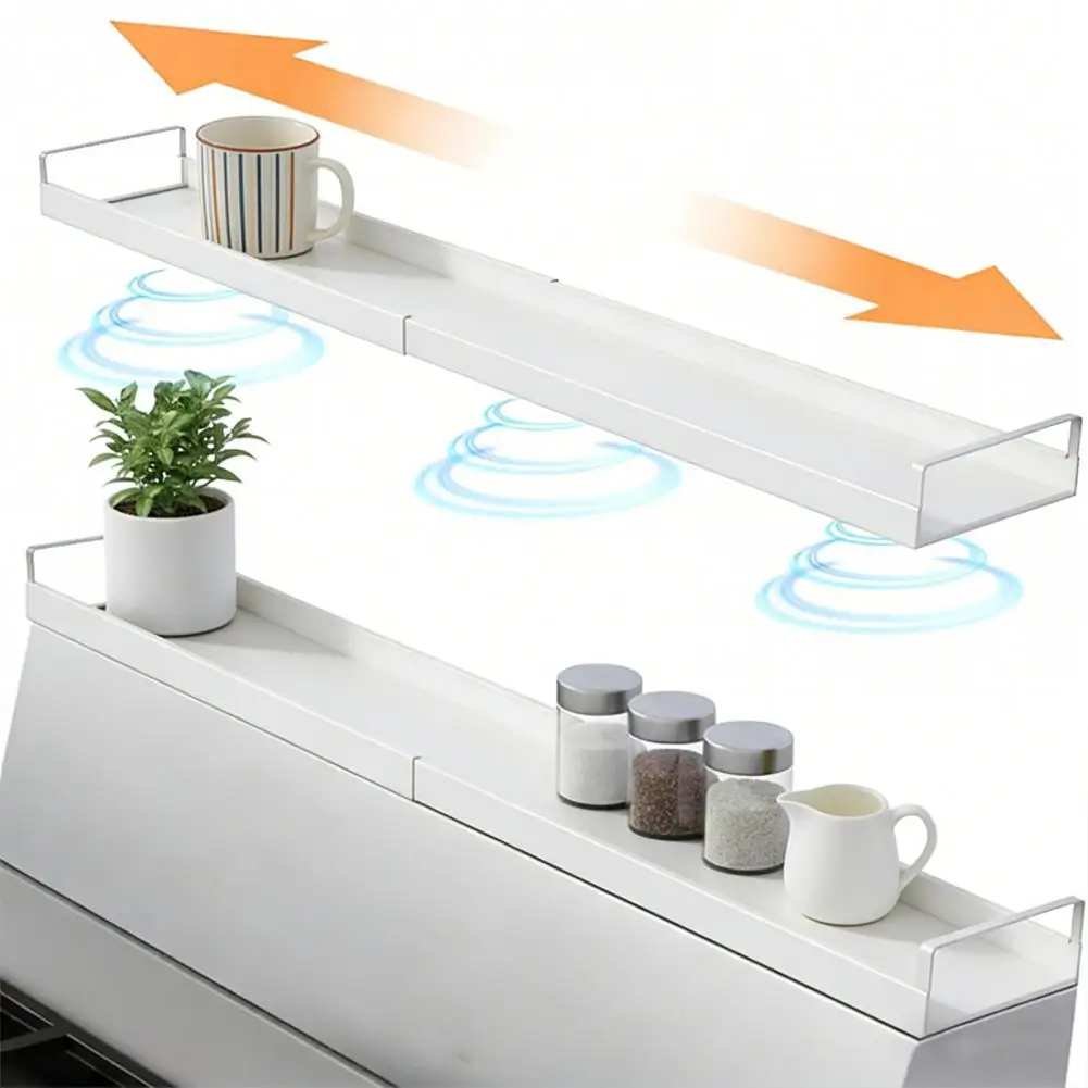 Magnetic Kitchen Shelf Extendable Steel Over Stove Shelf Magnetic Heavy Duty Spice Organizer Rack Back of Stove Top for Kitchen