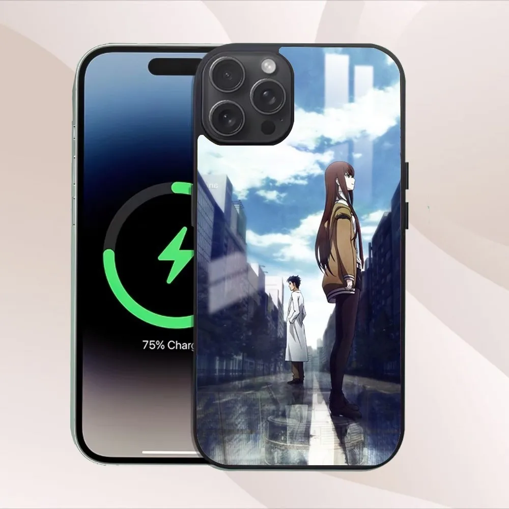 Anime S-Steins Gate Phone Case For iPhone 16 15 14 13 12 11 Pro Max Plus Mini Magsafe Mirror Wireless Magnetic Cover