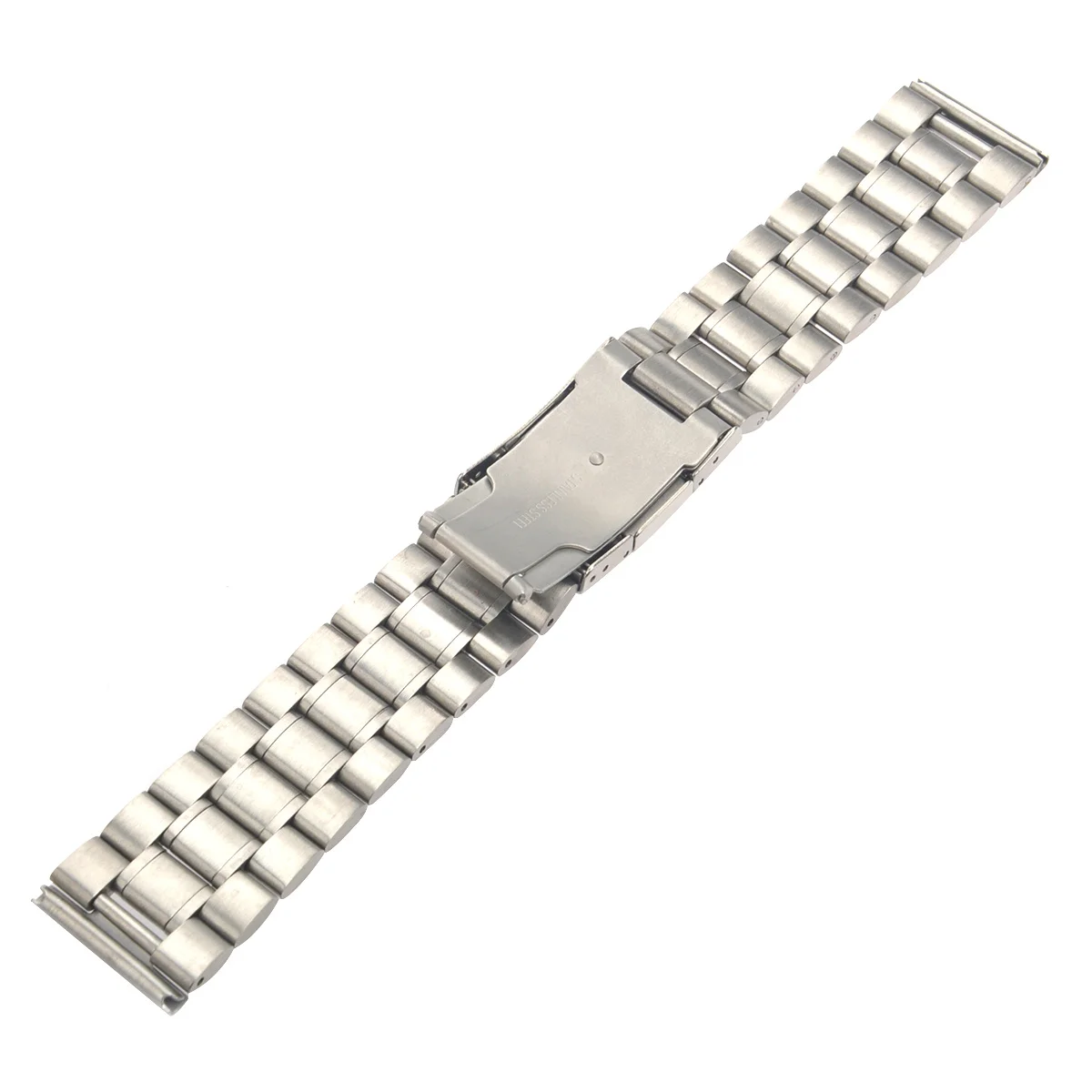 

24mm Stainless Steel Solid Links Bracelet Watch Band Strap Straight End with 2pcs Watch Spring Bars (Silver)