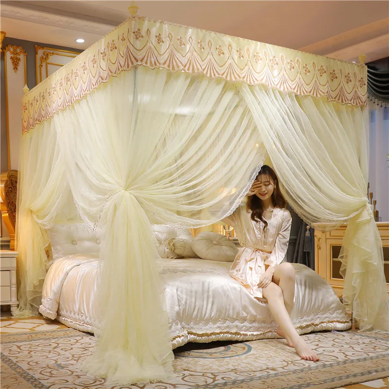 Thickened Encrypted Mosquito Net Summer Court Style Home Use Dustproof Thickened Stainless Steel Stand Floor Standing Mosquit...